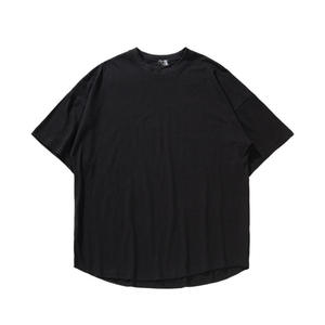 T-shirts pour hommes en coton uni, coupe oversize, ourlet incurvé, style streetwear premium - Product Image 3