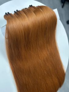Extensions de cheveux vierges vietnamiens en cuivre, couleur roux gingembre, trame plate, soyeuses, lisses et brillantes, ultra-lisses, double tirage, vente en gros - Product Image 5