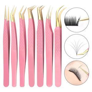 Juego de Pinzas para Pestañas Morje Quirúrgicas de Acero Inoxidable Rosa, Puntas de Precisión con Textura Dentada/Serrada, Longitud de 10 mm para Extensión de Pestañas - Product Image 5