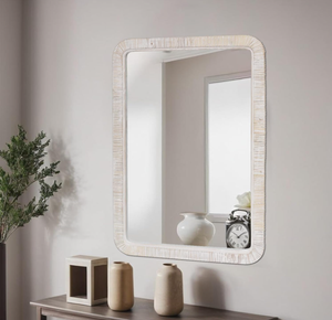 Vietnam Modern Rattan Floral Round <b>Mirror</b> Handmade Wall Decor - Product Image 5