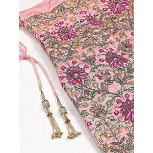 <b>Peach</b> Embroidered Silk Plus Size Lehenga Choli for Sangeet Wedding Wear - Product Image 4