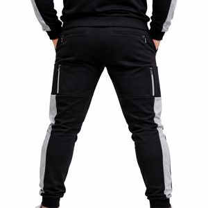 Ensemble de survêtement pour homme avec fermeture éclair intégrale, sweat à capuche et pantalon de jogging, vêtements de sport avec poche contrastante, cordon de serrage personnalisé, confortable - Product Image 5