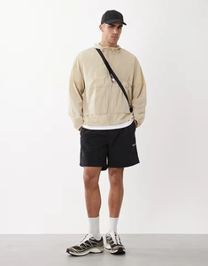 Men's Hooded Windbreaker <b>Jacket</b> Solid Color Pullover Casual Outdoor Wear Spring Polyester Material - Product Image 1