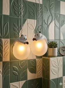 Modern Cartoon Bear LED Touch Control <b>White</b> Iron Pendant Light & <b>Hanging</b> Bedside Lamp for Children's Bedroom Indoor Decor - Product Image 3