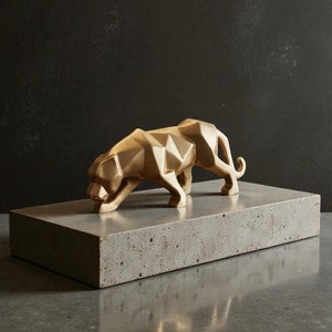Estatua de Pantera de Resina de Lujo AG Elements para Decoración de Vestíbulo de Hotel u Oficina, Escultura de Animal Moderna con Acabado Dorado Brillante para Mesa - Product Image 1