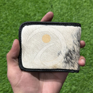 Portefeuille en cuir de vachette véritable avec poils, fait main, de luxe, pour homme, fin, porte-cartes avec texture de fourrure naturelle - Product Image 1