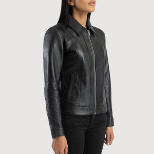 Chaqueta de Motocicleta para Mujer PIHA SPORTS, de Cuero Vacuno Genuino, Resistente al Viento, Manga Larga, Cuello Camisero, Cierre de Cremallera, para Invierno - Product Image 2