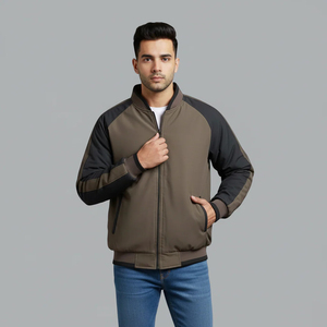Men's <b>Winter</b> Sports Solid Color Casual Neck Bomber <b>Jacket</b> Canvas <b>Waterproof</b> Breathable Front Logo - Product Image 1