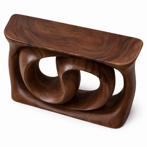 Natural Suar Wood Unique <b>Console</b> <b>Table</b> Twisted Organic Shape High Quality Walnut Finish Modern Leg <b>Entry</b> Hotel Apartment Bedroom - Product Image 4