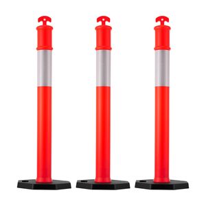 Set di 3 Coni Segnaletici Stradali in HDPE Resistenti da 48 Pollici con Strisce Riflettenti e Base Appesantita - Product Image 1
