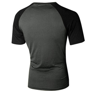 Raglan Shorts Sleeve T-Shirts for Men OEM Custom Short Sleeve Chest Pocket O-Neck Button Cotton Bamboo Plus Size Custom Logo - Product Image 3