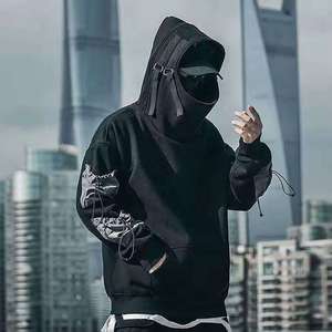 Sudadera con Capucha Personalizada con Logotipo para Hombre, Estilo Techwear, Streetwear, Táctica, Cyberpunk, Ninja, Multibolsillos, Urbana, Hip Hop, Negra, Oversize - Product Image 2