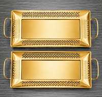 Plateau de service décoratif en résine verte de luxe avec poignées dorées, plateau de vanité en époxy fait main pour la décoration de la maison