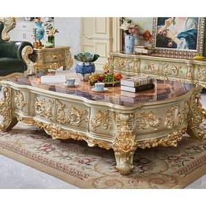 Antique Gold Centre <b>Table</b> Handcrafted Solid Wood Luxury <b>Coffee</b> <b>Table</b> Decorative Furniture For Living Room - Product Image 2