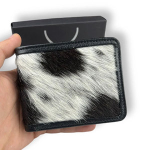 Portefeuille en cuir de vachette véritable fait main pour homme, portefeuille fin à rabat en cuir à poils, cuir de haute qualité premium - Product Image 1