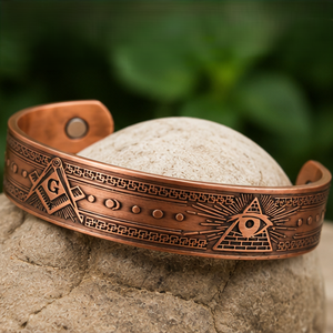 Luxury Embossed Masonic <b>Compass</b> Motif Magnetic Pure Copper Bangle Metal Jewelry Exquisite Craftsmanship - Product Image 4