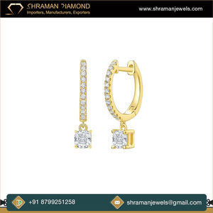 Pendientes de Aro de Oro Amarillo Real de 10k con Diamante Cultivado en Laboratorio de Corte Cojín, Joyería Elegante para Boda y Compromiso para Mujer, Diseño Moderno, Regalo - Product Image 4