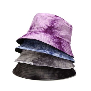 Chapeau Bob Unisexe en Coton Tie-Dye Décontracté pour Printemps-Été, Motif Blanc et Violet, Style Toile, Adulte - Product Image 5