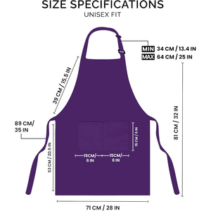 Tablier unisexe violet OEM ODM avec poches pour personnel de restaurant, bar, serveurs, en polyester tissé, fermeture à pression - Product Image 5