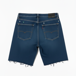 Shorts Bermuda Marron pour Homme Brodés Talk To Em Pailletés Style Urbain Taille Mi-Haute en Toile de Coton à Ourlet Effiloché - Product Image 4