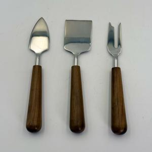Juego de herramientas para cortar queso de acero inoxidable más vendido con mango de madera, juego de cuchillos y espátulas para queso, cubertería de mesa plateada - Product Image 1