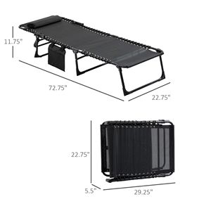 Sdraio Reclinabile Portatile con Schienale Regolabile, Lettino Pieghevole da Campeggio con Cuscino Rimovibile per Bordo Piscina o Uso in Piscina - Product Image 3
