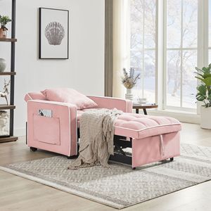 Modern <b>Single</b> Adult Chair <b>Bed</b> Recliner with <b>Adjustable</b> Back Three-in-One Pink Folding Sofa <b>Bed</b> for Berth Use - Product Image 2