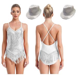 Costume de danse latine pour femmes justaucorps avec chapeau pour cha-cha <span class=keywords><strong>tango</strong></span> thème soirée <span class=keywords><strong>club</strong></span> scène performance compétition - Product Image 3