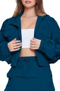 Conjunto Deportivo de 2 Piezas para Mujer, Cintura Alta, Estampado, Secado Rápido, Ligero, Transpirable, Chaqueta Cortavientos con Cintura Elástica y Pantalones - Product Image 3