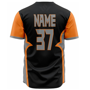 Maillot de baseball bleu et jaune pour homme, manches courtes, boutons sur le devant, sublimation, séchage rapide, évacuation de l'humidité, polyester, uniforme d'équipe - Product Image 2