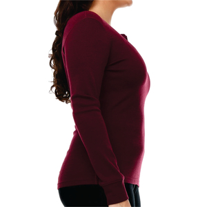 <b>Women's</b> Solid Color Crew Neck Long Sleeve <b>Henley</b> T-<b>Shirt</b> Buttons Regular Fit Casual Nonwoven Top 100% Cotton Plain Dyed Logo - Product Image 3