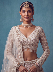 Ensemble de soirée Lehenga Choli indien ethnique brodé floral d'été sur mesure pour mariée, vente en gros - Product Image 2