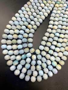 Perles de pierre précieuse aquamarine naturelle, facettées, magnifiques perles de cristal bleu, belle qualité pour la création de bijoux, enfilées. - Product Image 4