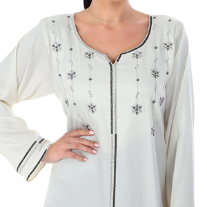 2026 Trends Cp Modest Ankle-Length Traditional Jalabiya <b>Dress</b> Polyester ODM Service Geometric Pattern V Neck Breathable - Product Image 3