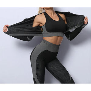 Conjunto Deportivo de Yoga para Mujer, Talla Adulto, Ropa Deportiva, Ropa de Gimnasio, Conjunto de Yoga sin Costuras con Media Manga y Cierre - Product Image 6