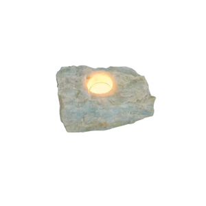 Portavelas de Piedra Natural Tallada a Mano de Cristal de Aguamarina, Gema de Ágata para Sanación, Venta al por Mayor - Product Image 5