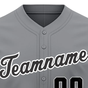 Camiseta de Béisbol Gris de Manga Corta con Botones, Uniforme de Equipo Personalizado, Ligera, Transpirable, Deportiva - Product Image 5