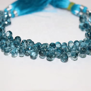Perles de topaze bleue de Londres naturelle facettées en forme de goutte 4-8 mm pour la fabrication de bijoux 8 pouces - Product Image 1