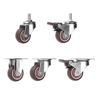 Roulettes pivotantes réglables avec frein, roues en TPR, tailles 1/1,25/1,5/2 pouces, matériau TPR, capacité de charge 30 kg pour meubles et étagères