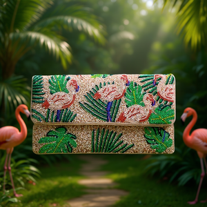 Indian Traditional Luxury Handbag Multicolor <b>Crystal</b> Glass Beaded Durable Artisan Craft Premium Baguette Fashion Accessories - Product Image 3