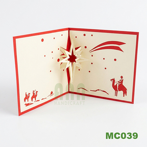 ANN HANDICRAFT MC039 Invitaciones Navideñas 3D Hechas a Mano Personalizadas, Impresión Offset de 4 Colores, Estampado en Caliente, Acabado Mate - Product Image 1