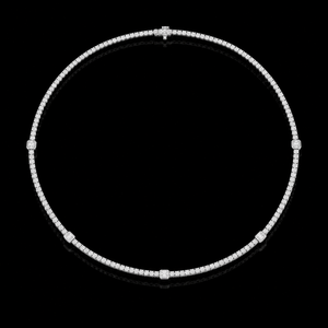 Collar de tenis de 10 quilates con diamantes cultivados en laboratorio, oro macizo de 14 quilates, corte radiante de cinco estaciones, joyería nupcial de lujo, joyas finas - Product Image 4