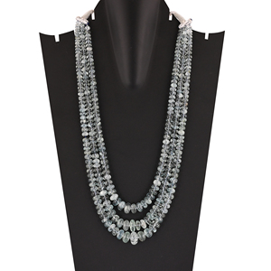 Collar de Cuentas de Aguamarina Natural en Forma de Bati de Varias Capas, Joyería Clásica con Piedras Preciosas de Ishu Gems, Modelo IG23550, Origen Brasileño - Product Image 1