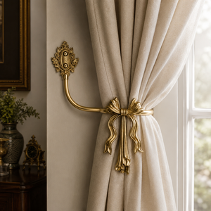 Vintage Brass Curtain Holdback <b>Bow</b> Design Decorative Curtain Tieback Wall Mounted Drapery <b>Holder</b> Luxury Home Hotel Hardware - Product Image 5