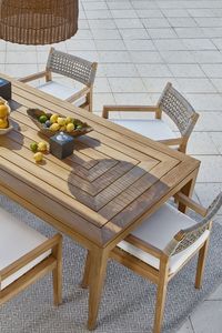 Luxury Outdoor Teak Wood <b>Dining</b> <b>Table</b> Set Modern Patio Rope Chair Garden Villa Resort Furniture - Product Image 2