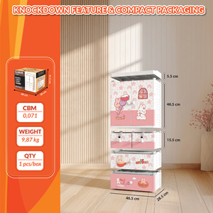 Nandos Lion <b>6</b> Tier Children Plastic Cabinet <b>Drawer</b> with Keys and Flat Panel Hinged Doors Suitable for Bedroom Organization - Product Image 4