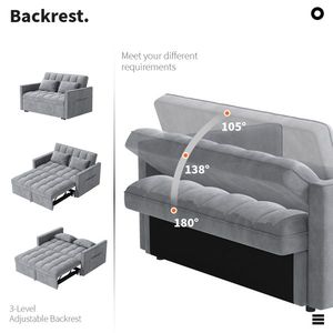 Canapé-lit double en velours côtelé avec lit escamotable, 2 oreillers doux et poche de rangement latérale - Product Image 5
