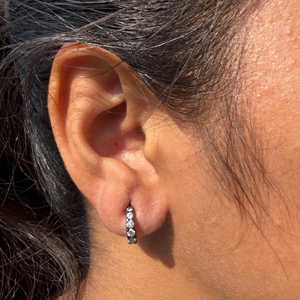 Black Rhodium Diamond Huggie Earrings 1 Ct Round Cut Lab Grown Half Hoops Push Back Vintage <b>Huggies</b> 14k 18k <b>Solid</b> <b>Gold</b> Wholesale - Product Image 3