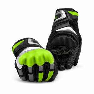Guantes de Motocicleta Blancos con Detalles en Verde Neón, Protección en los Nudillos, Dedos Completos, Agarre para Pantalla Táctil, Soporte para Muñeca, Equipo de Protección Todoterreno - Product Image 2