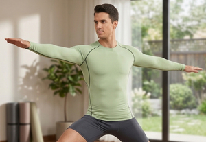 Camiseta de Yoga con Cuello Redondo para Hombre, Camiseta Deportiva para Gimnasio, Camiseta Deportiva para Hombre, Camiseta de Compresión Ajustada al Cuerpo - Product Image 3